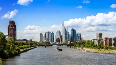 View from the Main river to the Frankfurt skyline