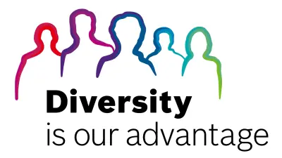 Graphic image of a group of people with the claim "Diversity is our advantage"