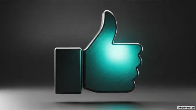 Digitale Darstellung einer Hand mit nach oben gestrecktem Daumen