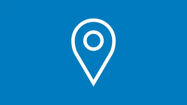 Ilustración de un pin blanco sobre fondo azul