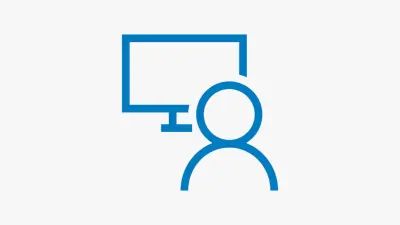 Icon mit einer stilisierten Person vor einem Bildschirm