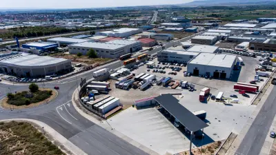 View of a secure truck parking area in Spain