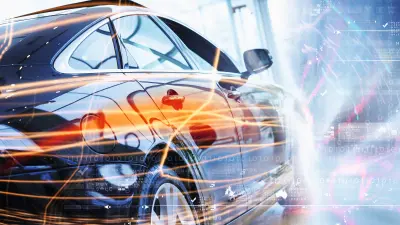 Side of a car with the blurred lines of speed around it